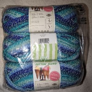 Lion Brand Yarns Ice discontinued Cream Cotton Blend - Blueberry